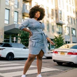New Plus size fashion to figure 3X denim dress